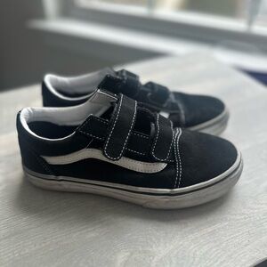 Vans Kids Black and White Velcro Shoes Youth size 2.5